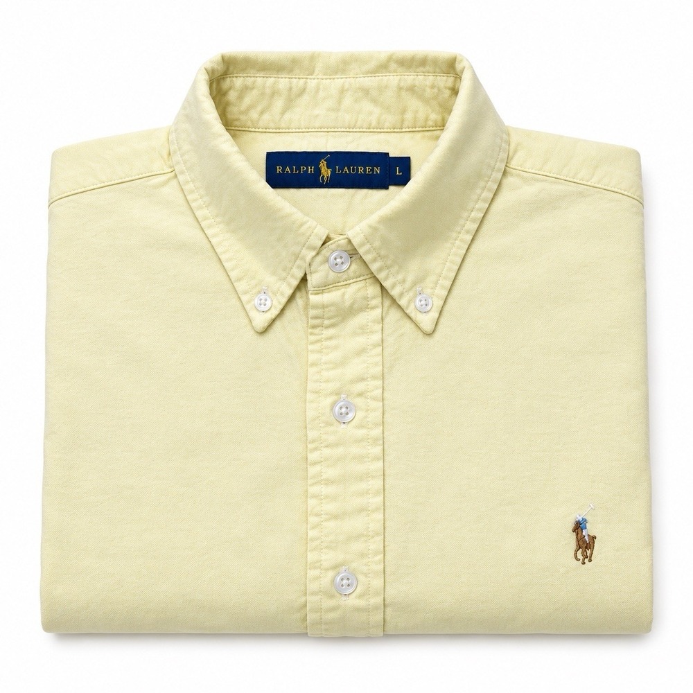 Polo Ralph Lauren Oxford Flesh Pony Shirt Mens L Yellow Long Sleeve Button Down